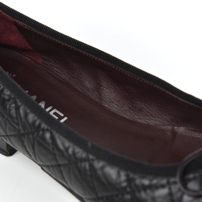 Chanel Aged Calfskin Quilted CC Cap Toe Ballerina Flats 36 Black 8 of 23