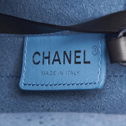 Chanel Calfskin Tweed Small Logo Eyelets Shopping Tote Black 10 of 10