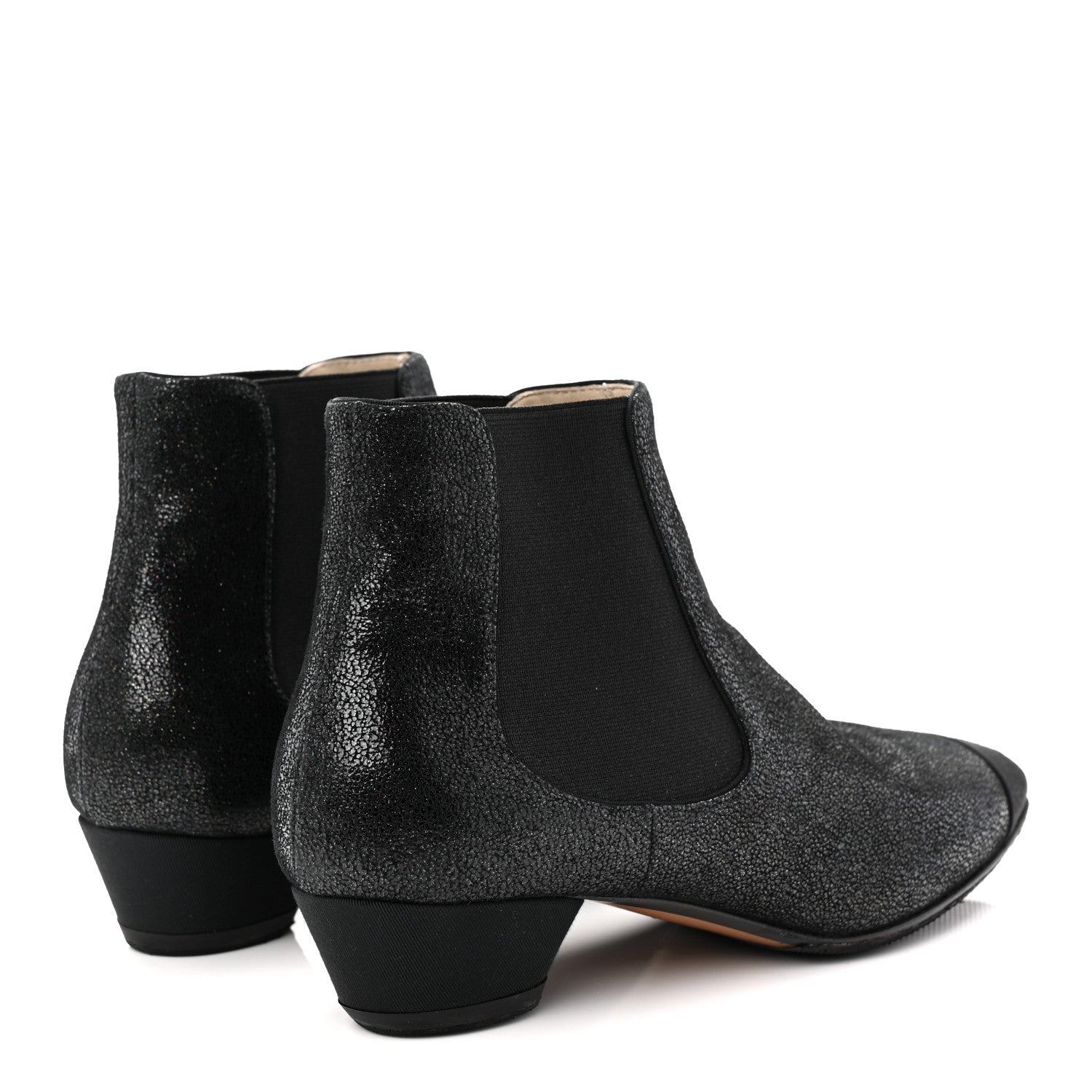 Chanel Goatskin Grosgrain Cap Toe Short Boots 37 Black 4 of 10