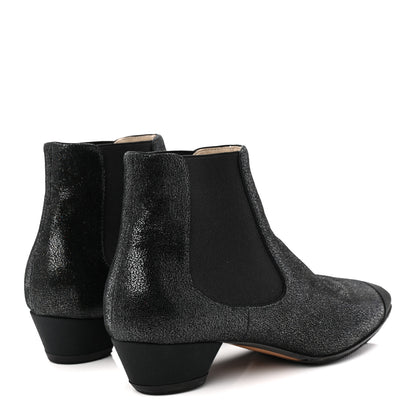Chanel Goatskin Grosgrain Cap Toe Short Boots 37 Black 4 of 10