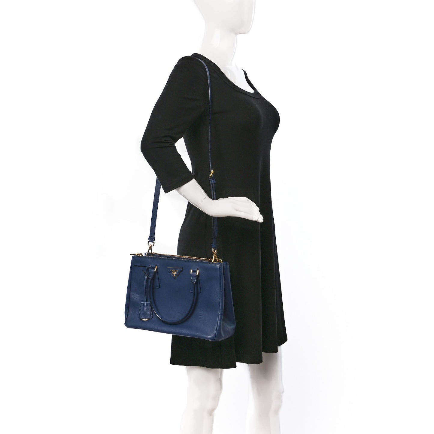 Saffiano Small Galleria Double Zip Tote Bluette