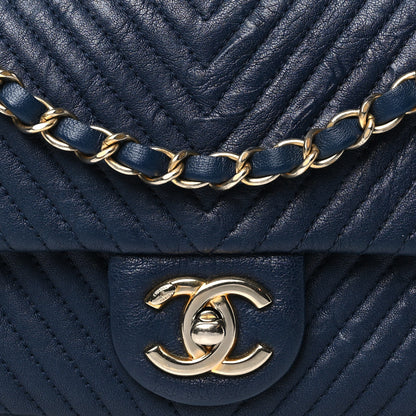 Chanel Calfskin Surpique Chevron Small Flap Navy 8 of 10