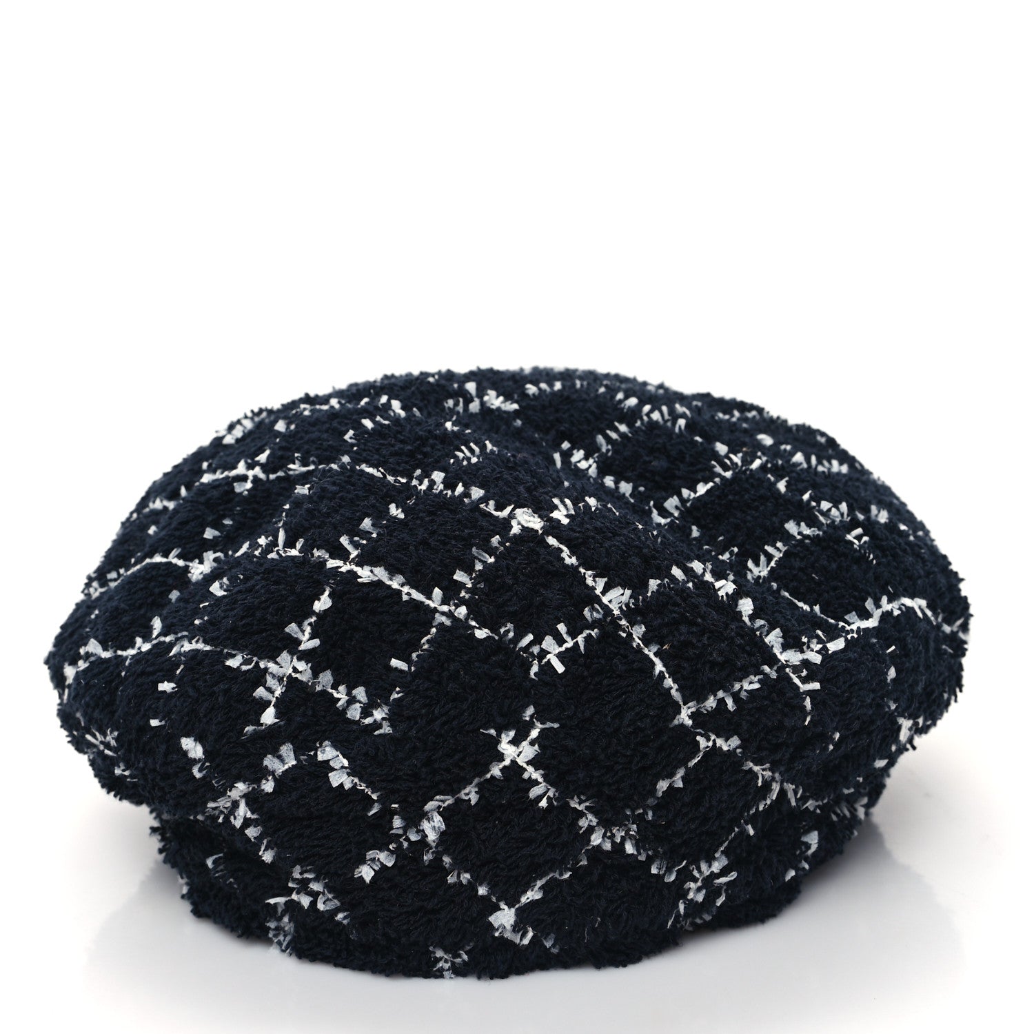 Chanel Tweed Beret Hat M Black White 5 of 8