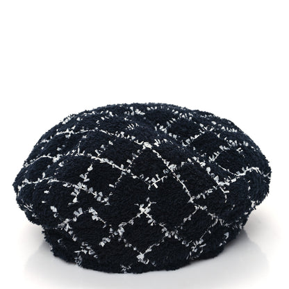 Chanel Tweed Beret Hat M Black White 5 of 8