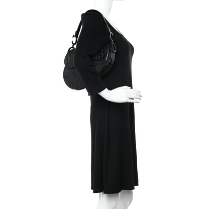 Christian Dior Calfskin Embossed Oblique Saddle Bag Black 2 of 16