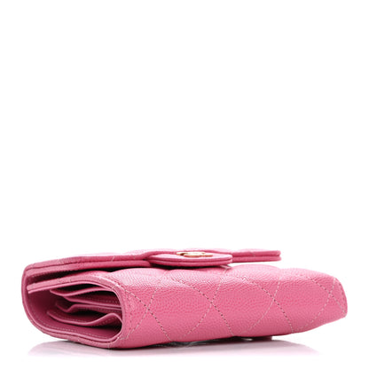 Chanel Caviar Quilted Compact Flap Wallet Pink 4 of 13