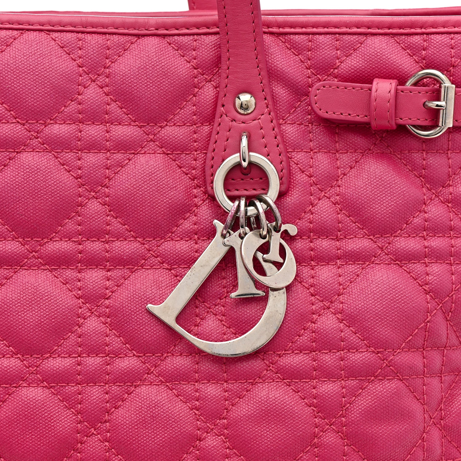 Christian Dior Coated Canvas Cannage Medium Panarea Tote Pink 12 of 15