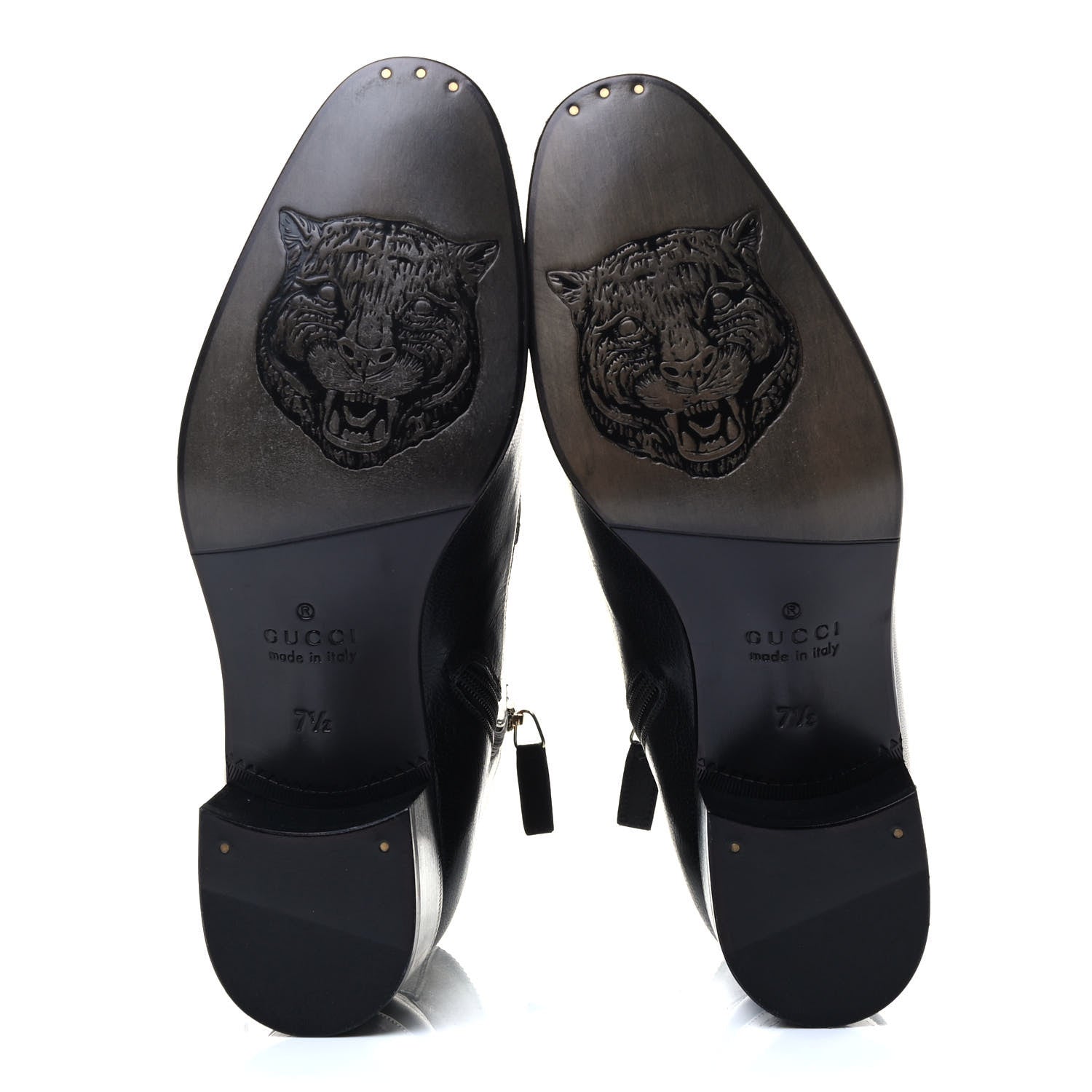 Gucci Goatskin Mens Kitten Chain Horsebit Ankle Boots 7.5 Black 4 of 6