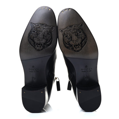 Gucci Goatskin Mens Kitten Chain Horsebit Ankle Boots 7.5 Black 4 of 6