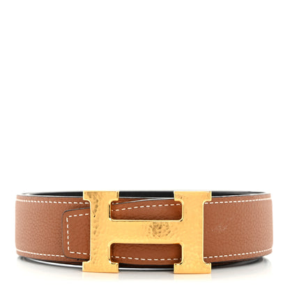 Hermes Box Togo 32mm Martelee H Belt 80 32 Black Gold 1 of 9