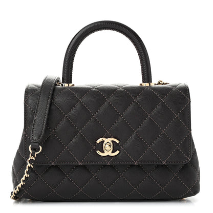 Chanel Caviar Quilted Lizard Embossed Mini Coco Handle Flap Dark Brown 1 of 11
