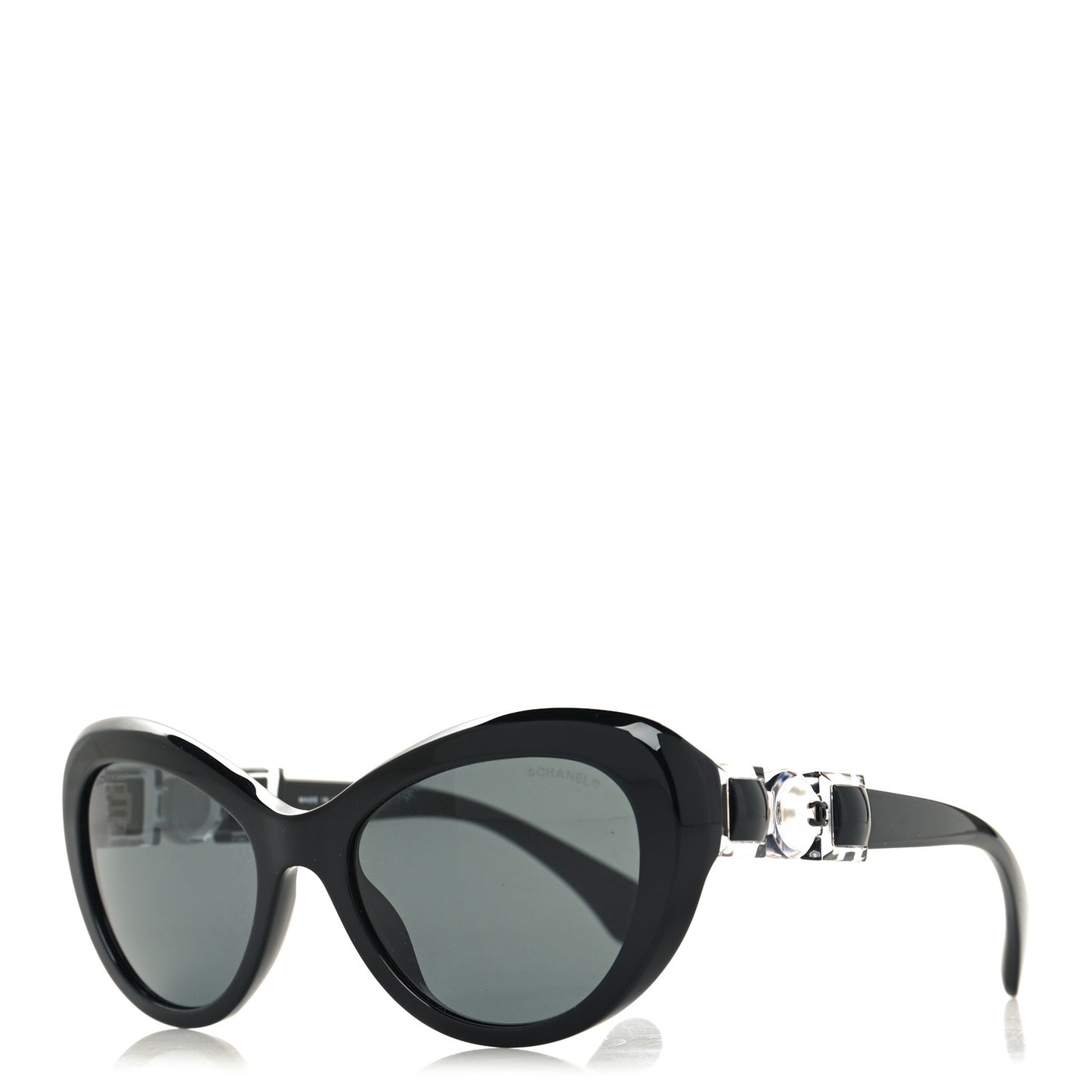 Acetate Glass Pearls Cat Eye Sunglasses 5443-H Black