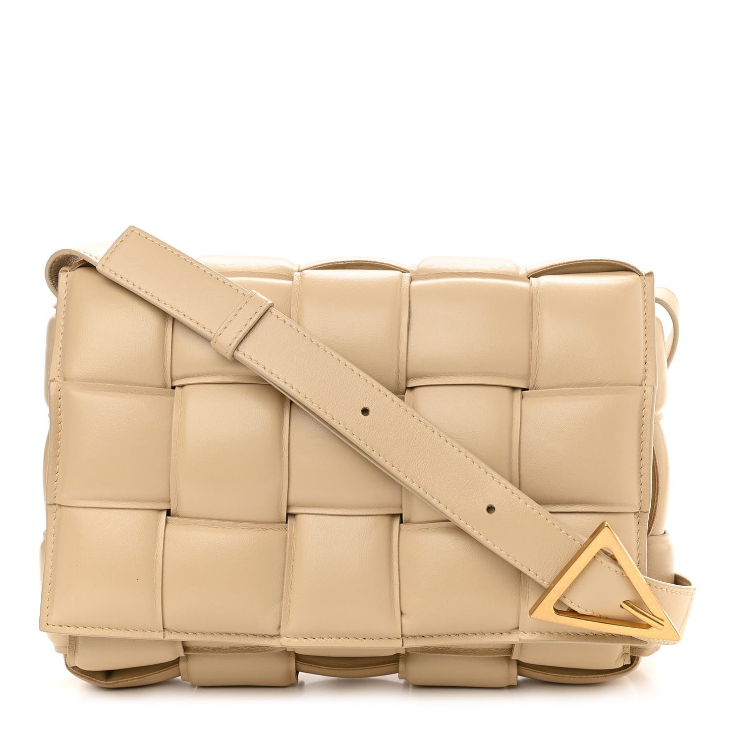Nappa Maxi Intreccio Padded Cassette Crossbody Bag Porridge