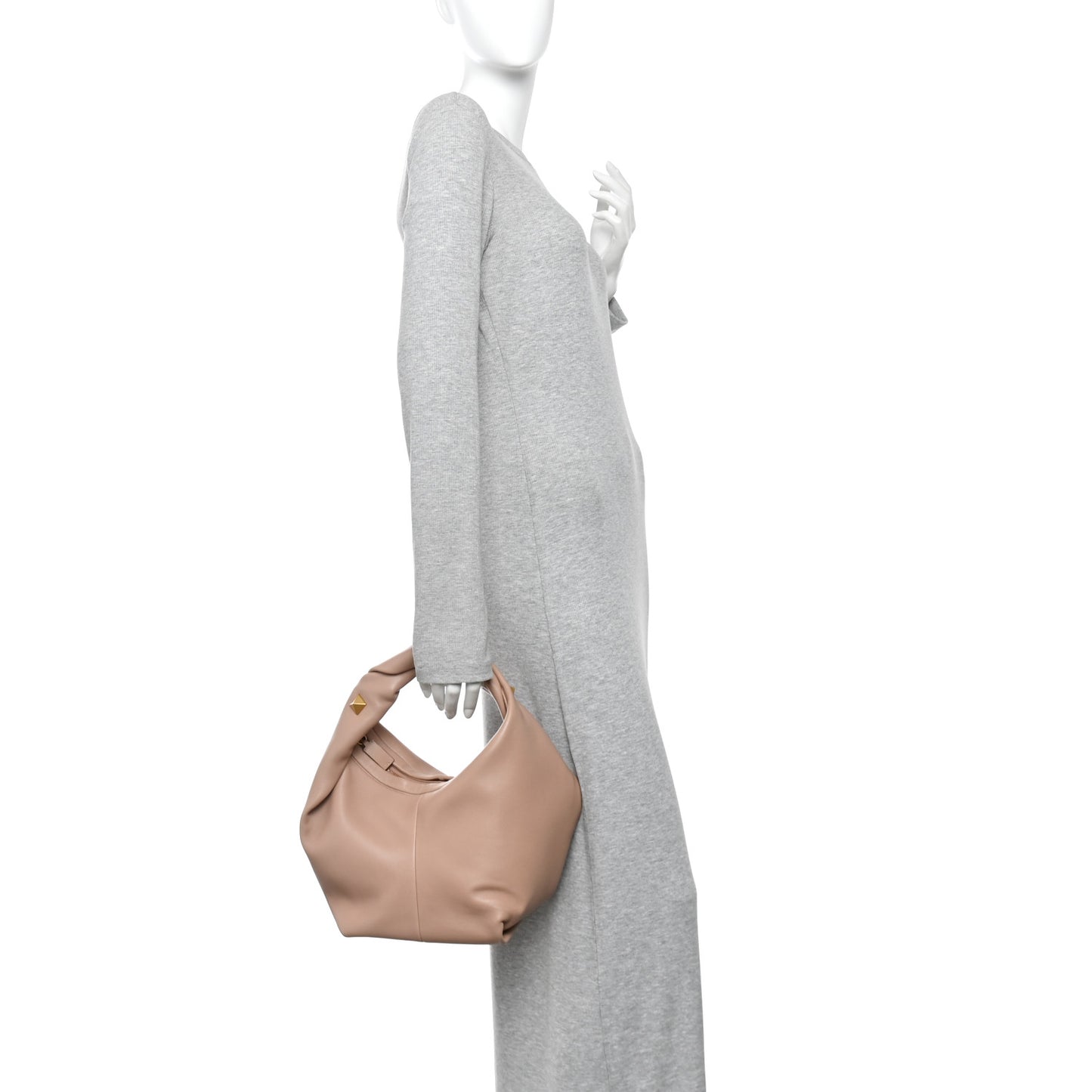 Nappa Small Roman Stud Hobo Rose Cannelle