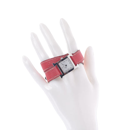 Hermes Stainless Steel Chevre Mysore 21mm Heure H Hour Double Tour Quartz Watch Bougainvillea 2 of 7