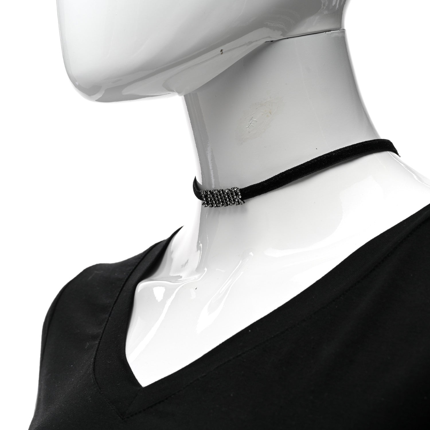 Christian Dior Velvet Crystal J’Adior Choker Necklace Black 2 of 5