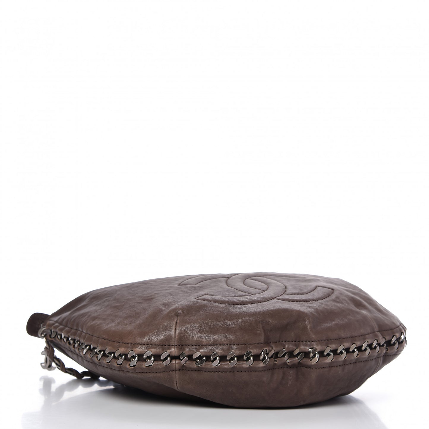 Calfskin Modern Chain Hobo Brown