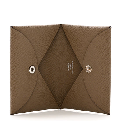 Hermes Epsom Calvi Card Case Etoupe 5 of 7