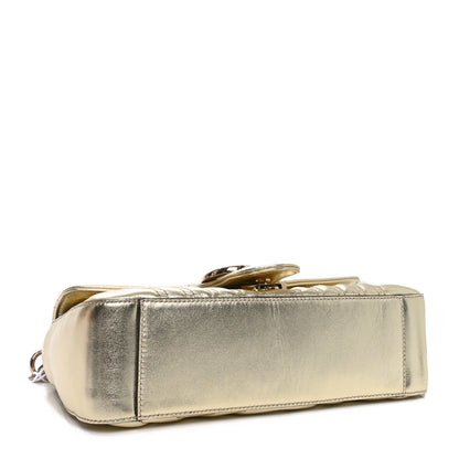 Gucci Metallic Calfskin Matelasse Small GG Marmont Shoulder Bag Platino 4 of 10
