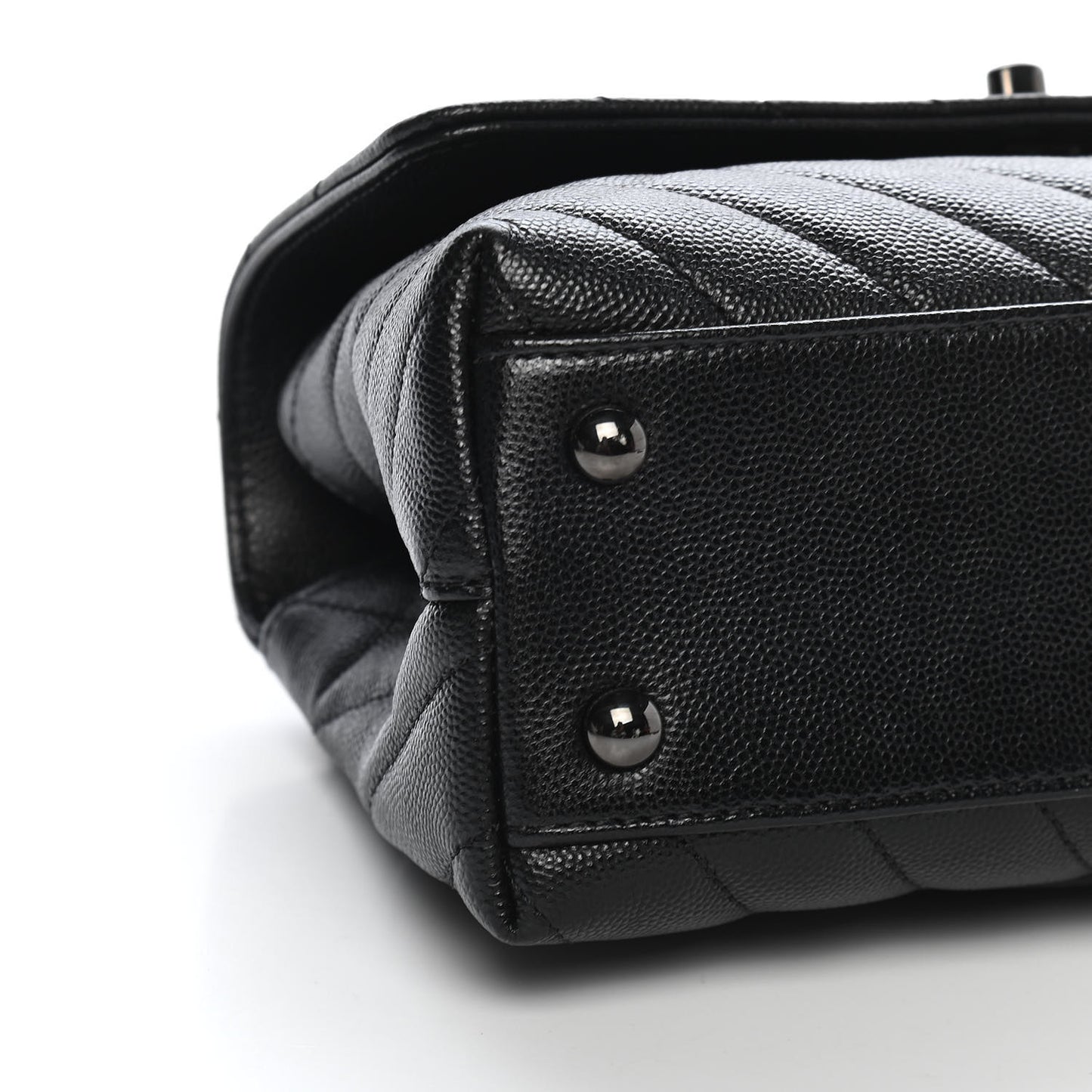 Caviar Chevron Quilted Mini Coco Handle Flap So Black
