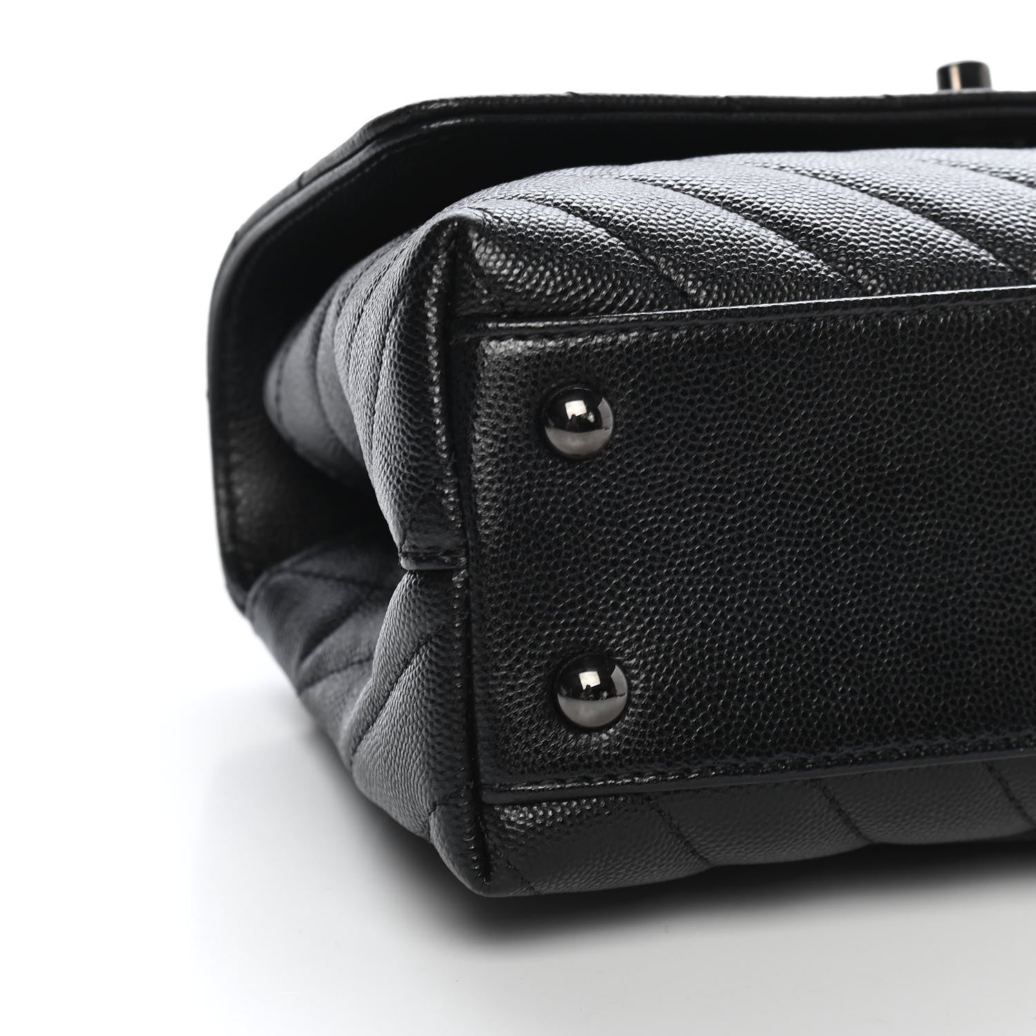 Chanel Caviar Chevron Quilted Mini Coco Handle Flap So Black 8 of 10