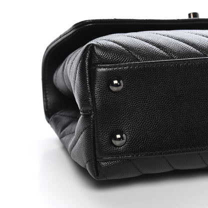 Chanel Caviar Chevron Quilted Mini Coco Handle Flap So Black 8 of 10