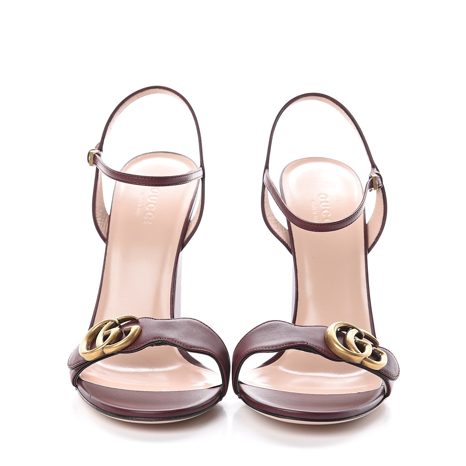 Gucci Lifford Calfskin GG Marmont Ankle Wrap 105mm Sandals 39 Vintage Bordeaux 2 of 7