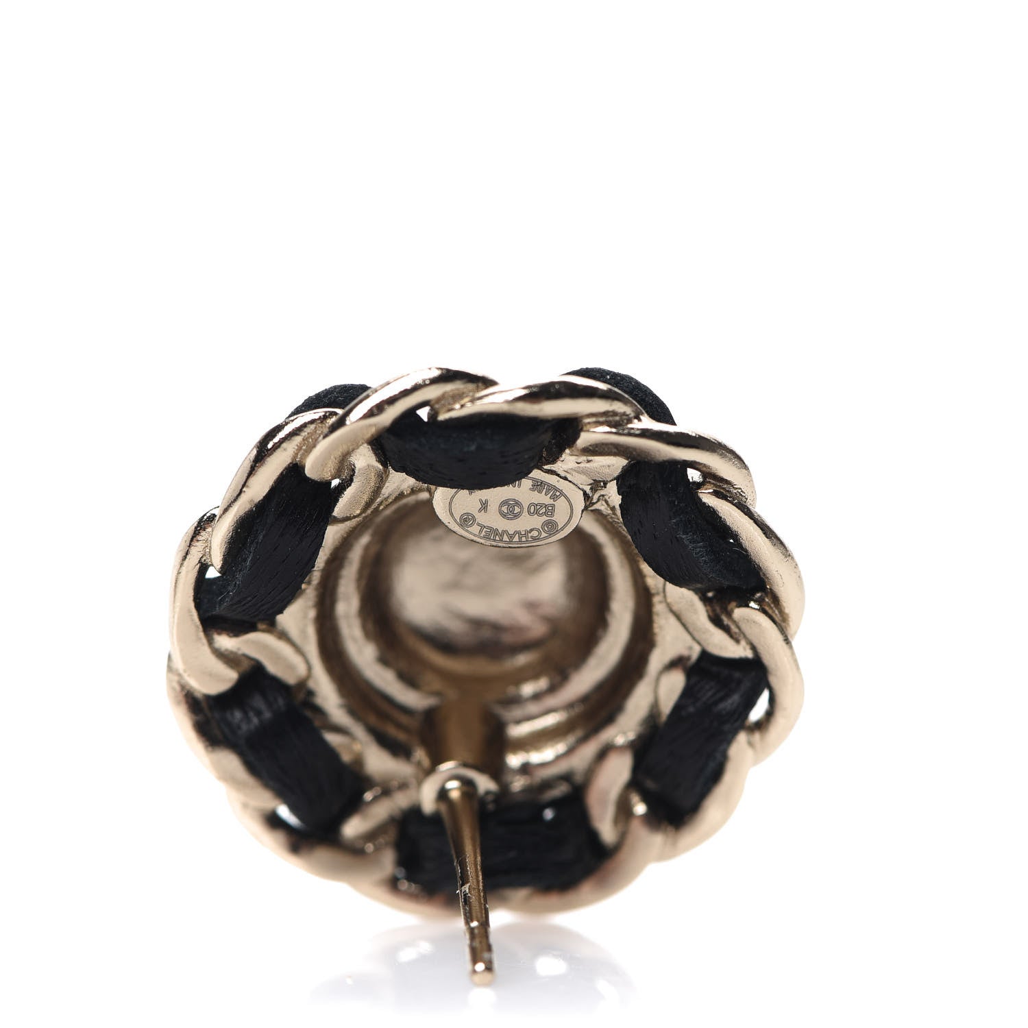 Chanel Crystal Lambskin Chain Around CC Earrings Gold Black 4 of 5