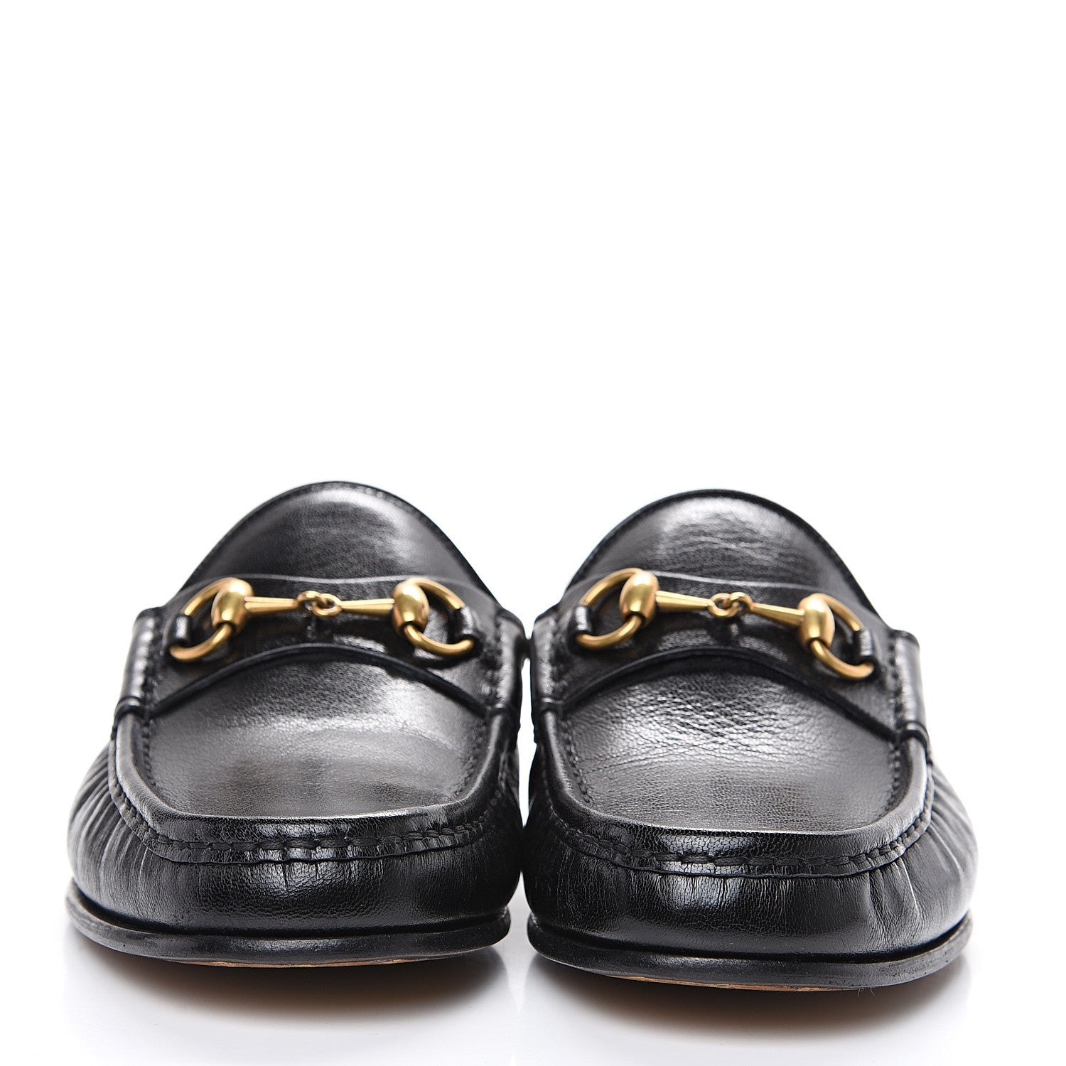 Gucci Goatskin Stripe Mens Horsebit Slingback Slippers 8 Black 2 of 11
