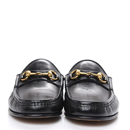 Gucci Goatskin Stripe Mens Horsebit Slingback Slippers 8 Black 2 of 11