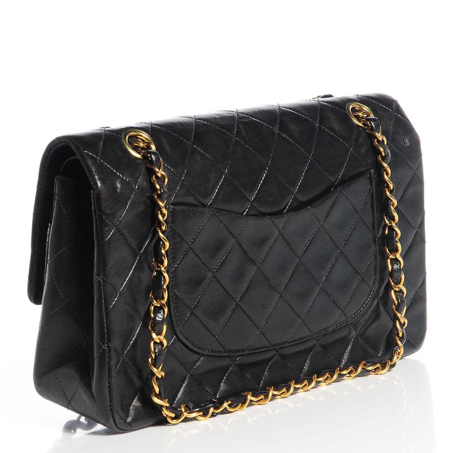 Lambskin Medium Double Flap Black