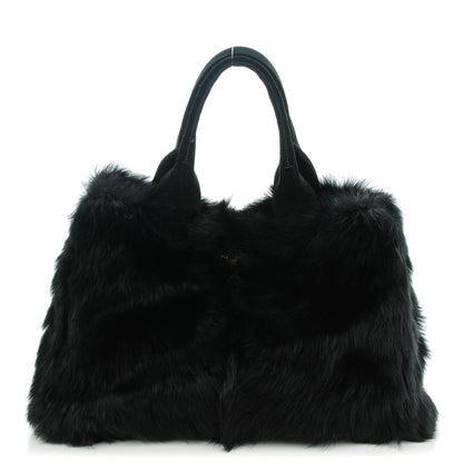 Prada Eco Lapin Faux Fur Handbag Black 1 of 9