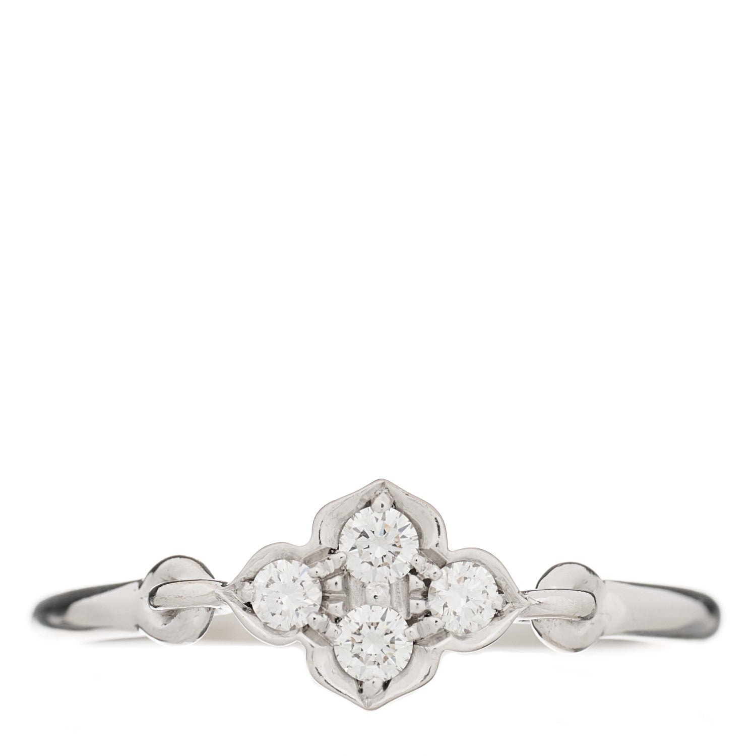 Cartier 18K White Gold Diamond Hindu Floral Ring 53 6.5 1 of 4