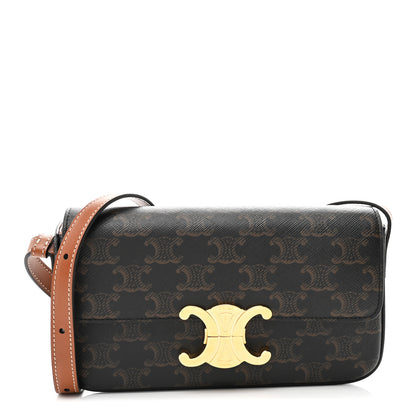 Celine Canvas Calfskin Triomphe Shoulder Bag Tan 1 of 11