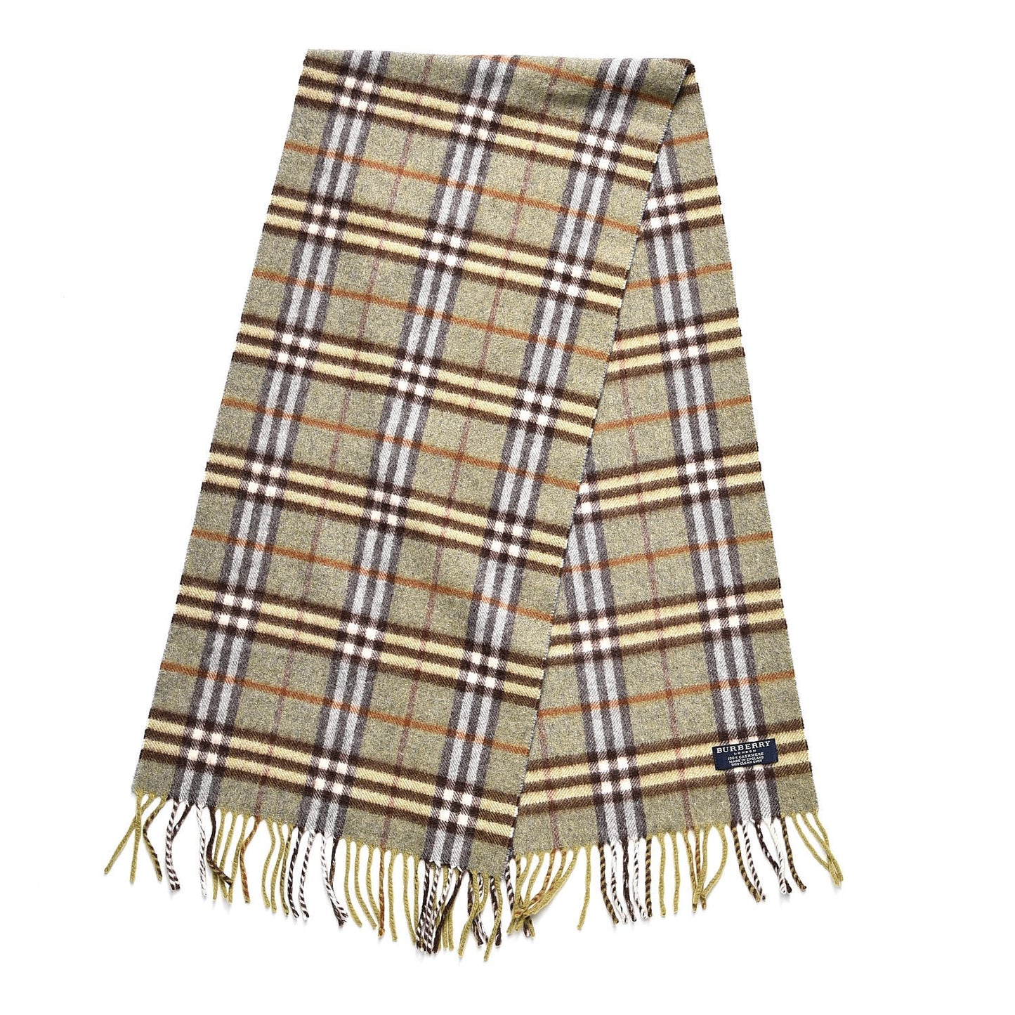 Cashmere Nova Check Fringe Scarf Green