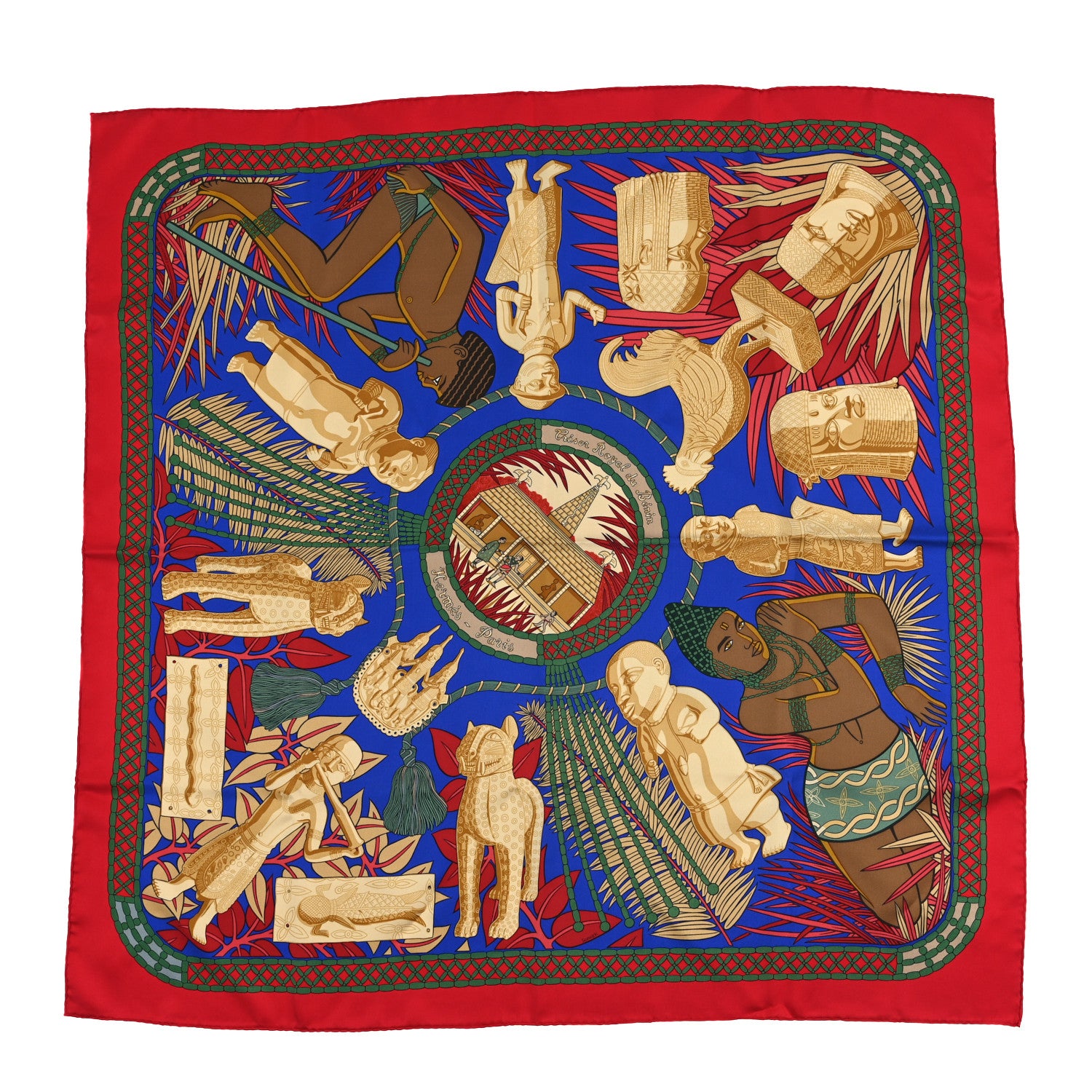 Hermes Silk Tresor Royal Du Benin Scarf 90 Red Multicolor 1 of 3