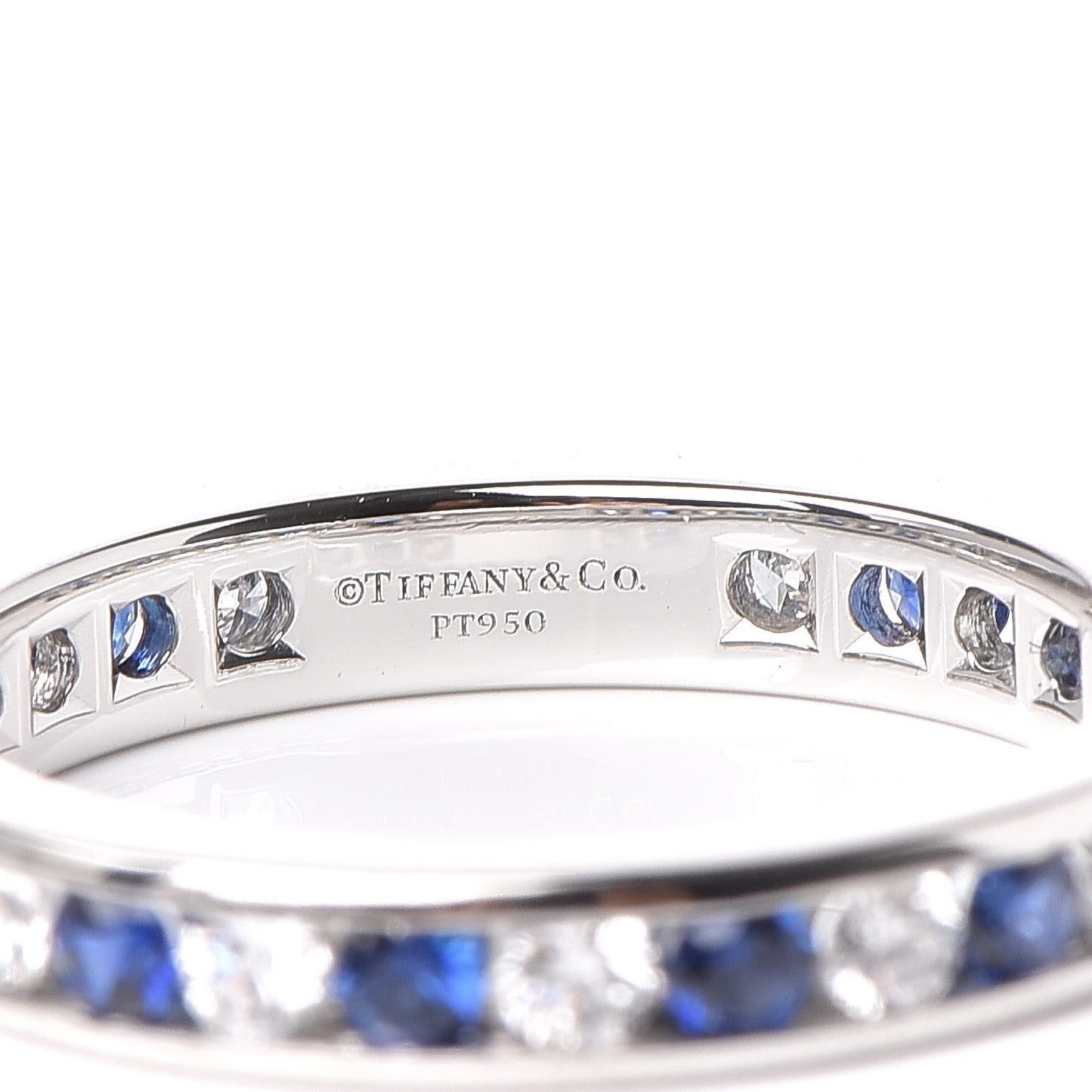 Platinum Diamond Blue Sapphire Eternity Band Ring 52 6