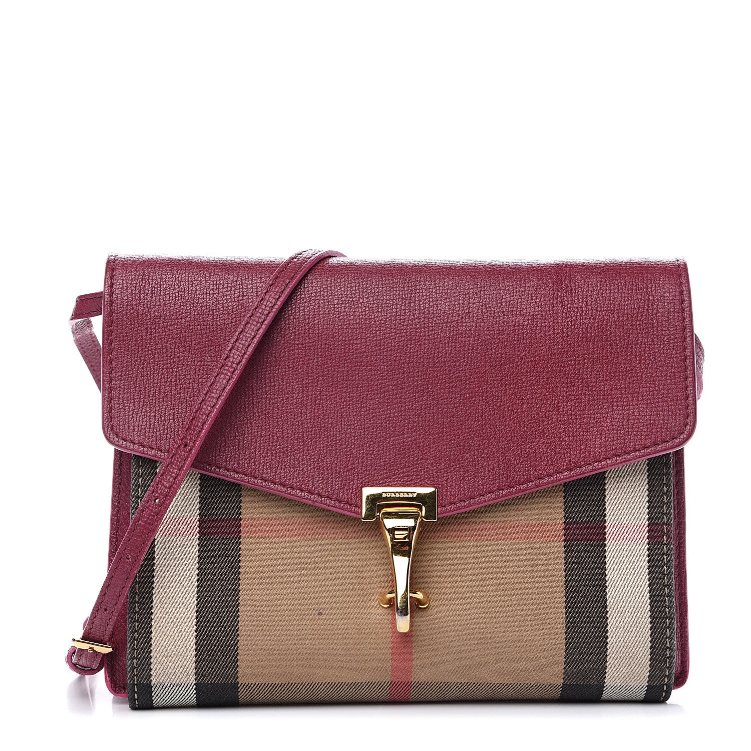 Burberry Derby Calfskin House Check Small Macken Crossbody Bag Berry Pink 1 of 14