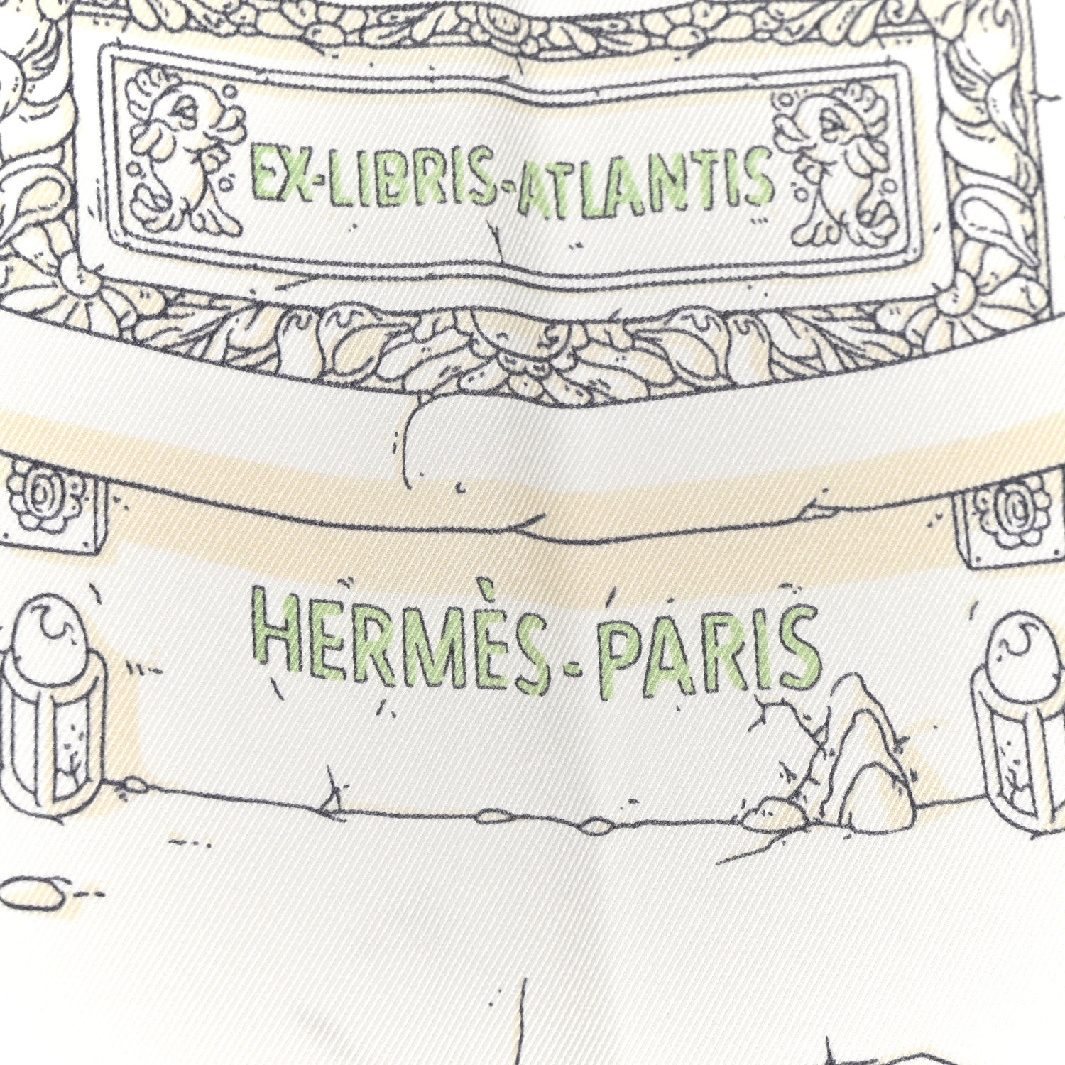 Hermes Vintage Silk Ex Libris Atlantis Scarf 70 Bleu Ciel Rose Jaune 2 of 4