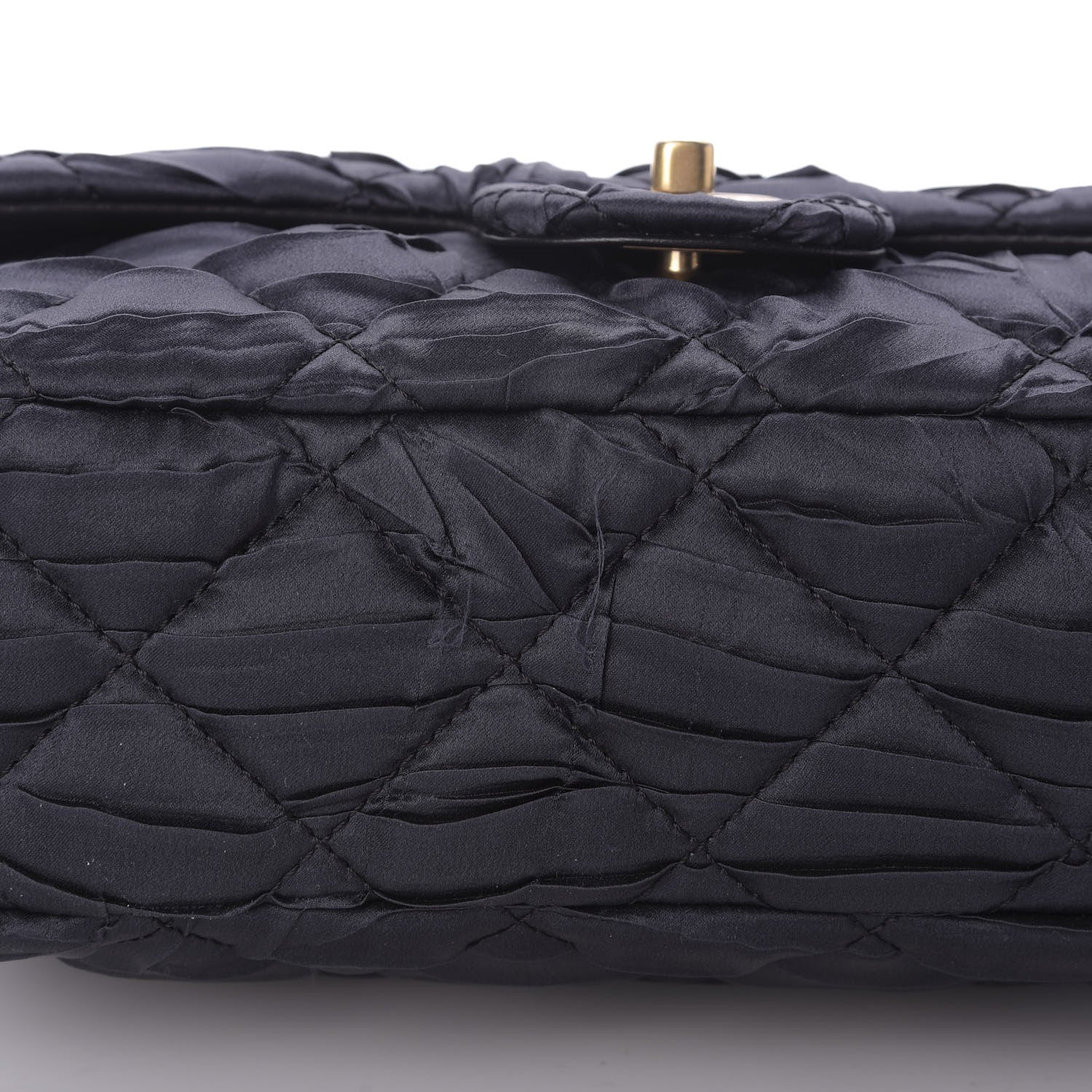 Chanel Satin Quilted Pleated Medium Single Flap Navy 10 of 10
