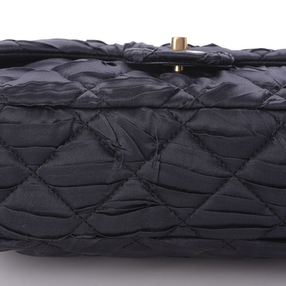 Chanel Satin Quilted Pleated Medium Single Flap Navy 10 of 10