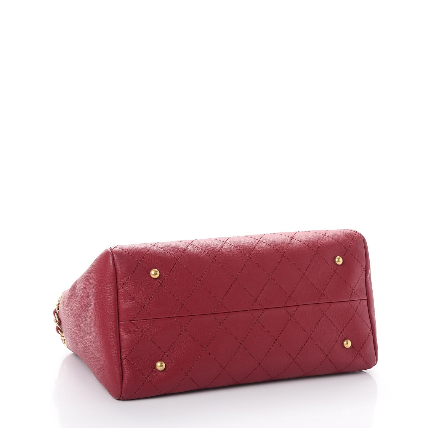 Grained Calfskin Stitched Supple Rock Shopping Tote Burgundy