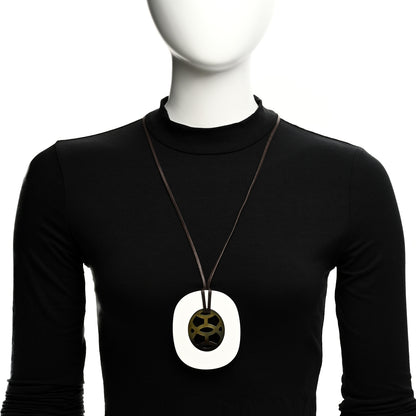 Hermes Buffalo Horn Lacquer Lift Necklace PM Pannacotta 2 of 6
