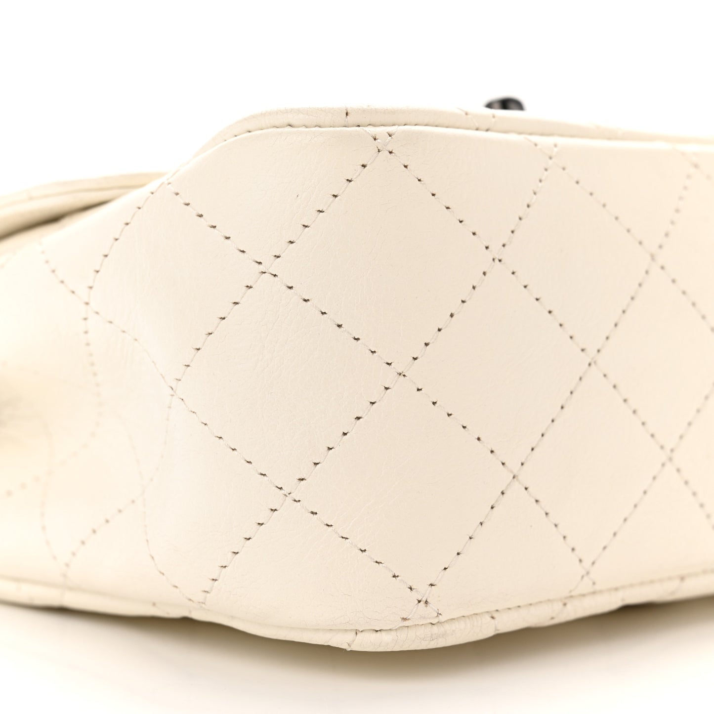 Crumpled Calfskin Quilted Mini Square Flap White