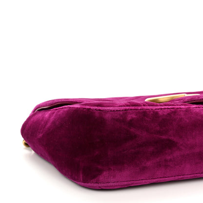 Gucci Velvet Matelasse Small GG Marmont Shoulder Bag Fuchsia Violet Cyclamen 9 of 10