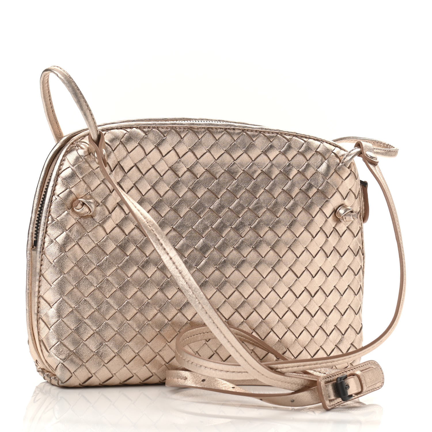 Bottega Veneta Metallic Grosgrain Intrecciato Nodini Crossbody Messenger Copper 3 of 10