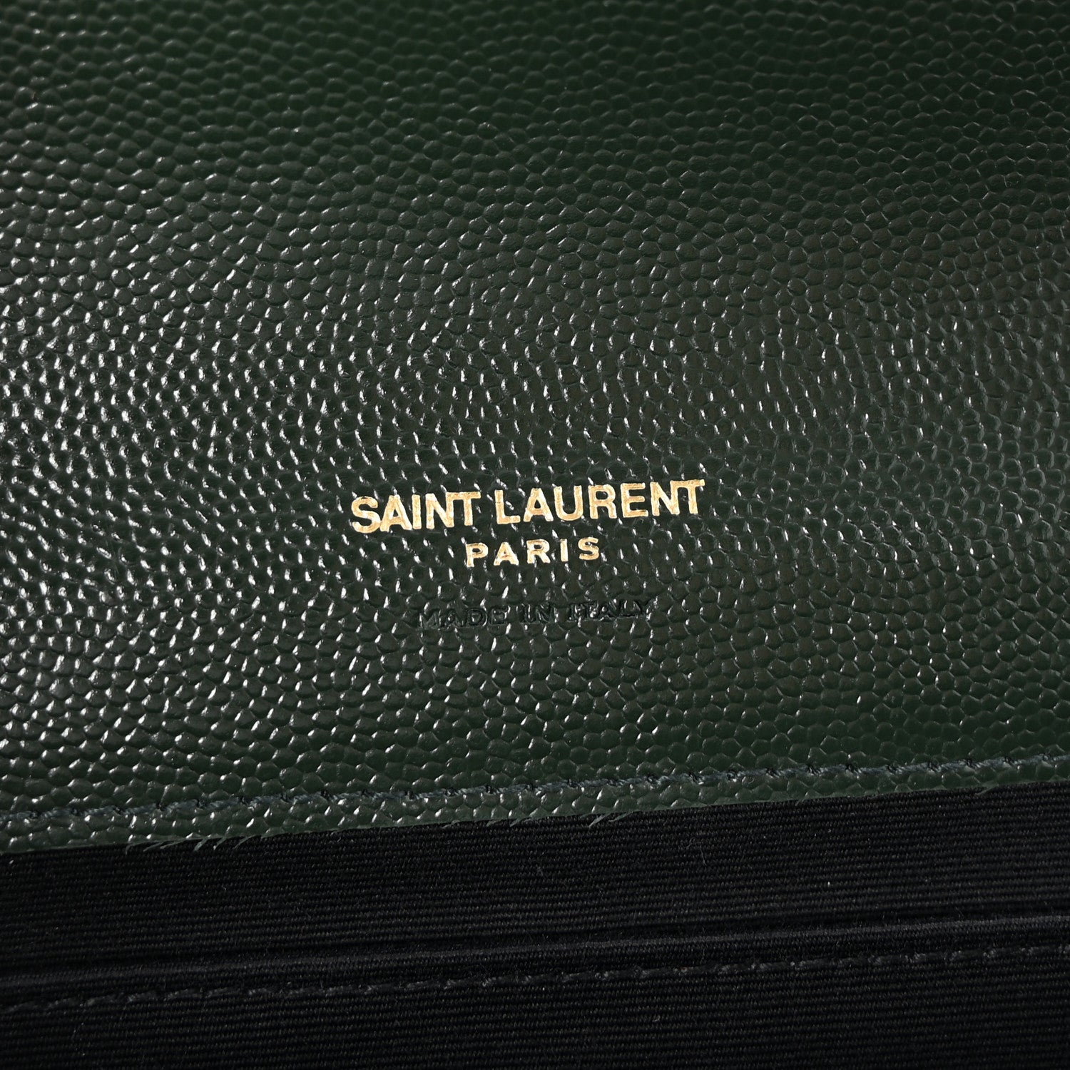 Saint Laurent Grain De Poudre Textured Mixed Matelasse Triquilt Monogram Clutch Vert Fonce 6 of 8