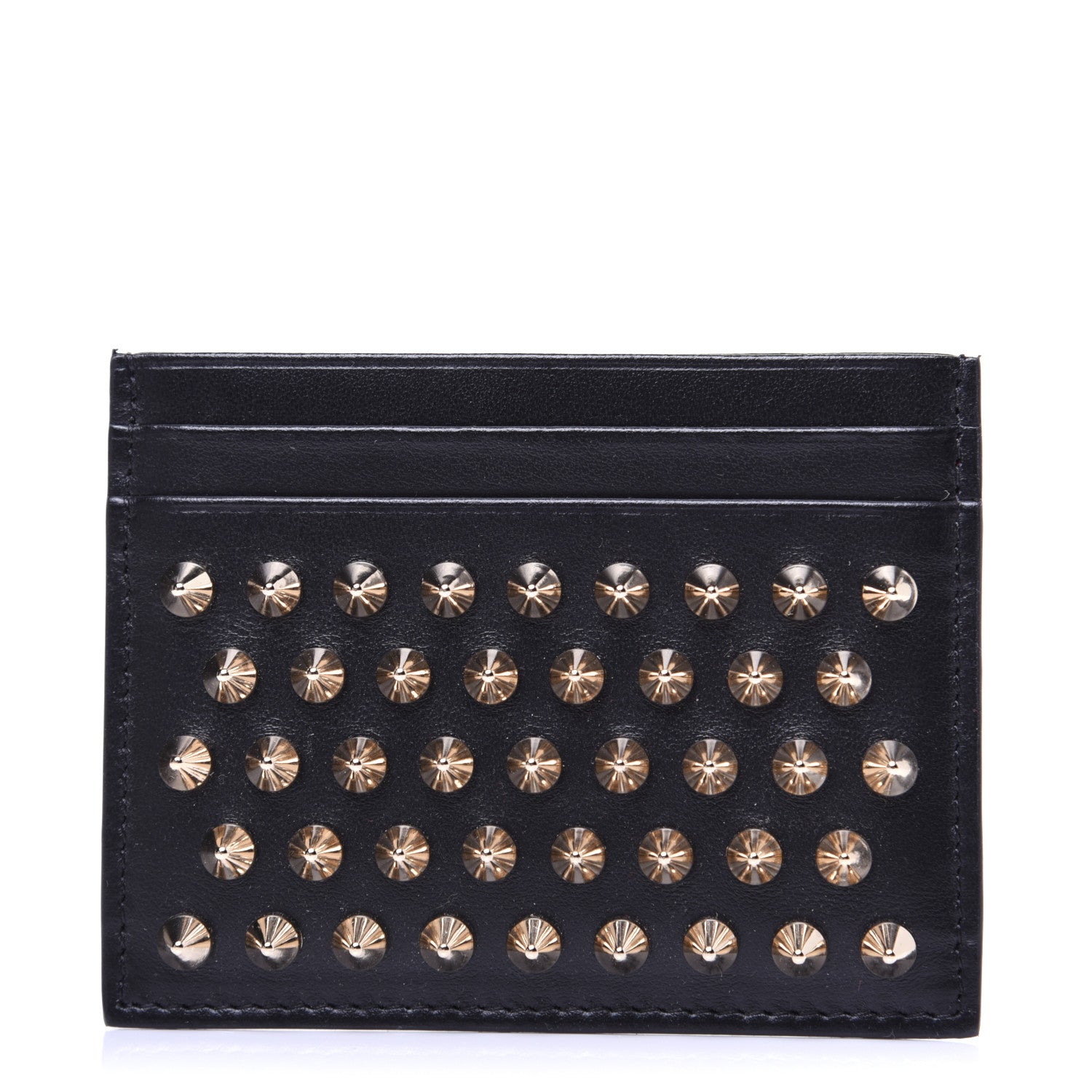 Christian Louboutin Calfskin Paris Spikes Kios Card Holder Black 1 of 8