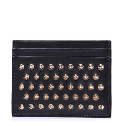 Christian Louboutin Calfskin Paris Spikes Kios Card Holder Black 1 of 8