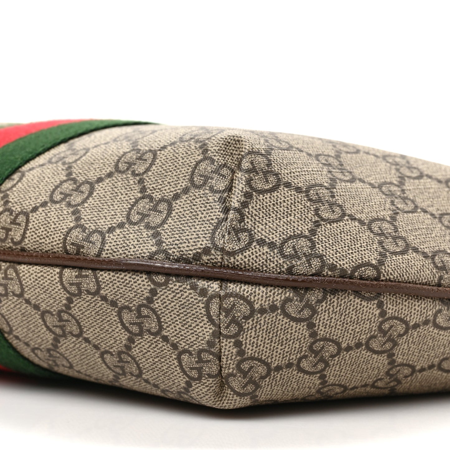 GG Supreme Monogram Web Small Ophidia Half Moon Hobo Brown